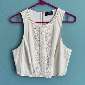 ASTR Pleather Beaded Crop Top